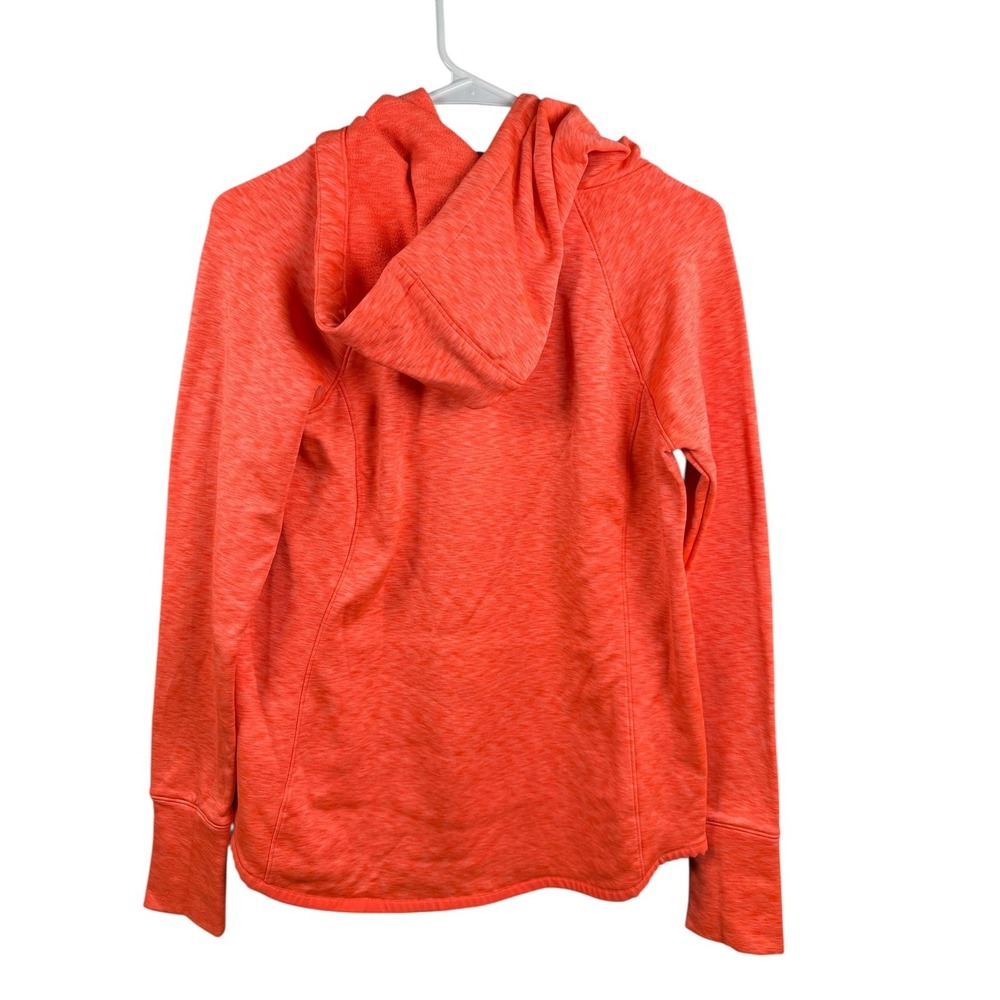 Athleta Hoodie Womens Medium Orange Coral Pullover Thumbholes Kangaroo Pocket - Picture 7 of 8
